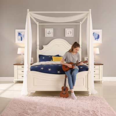 Lit à baldaquin en vrai bois Design de lit Lits de luxe Mobilier de chambre classique nouveau