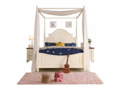 Lit à baldaquin en vrai bois Design de lit Lits de luxe Mobilier de chambre classique nouveau