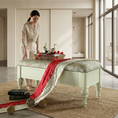 Siège Tissu Rembourrage Tabouret Rembourrage Siège Tabouret Banc Tissu Bois Style Designer nouveau