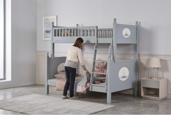 Lit superposé pour chambre d'enfant élégante, lit mezzanine de luxe pour jeunes, lits à étage élevé