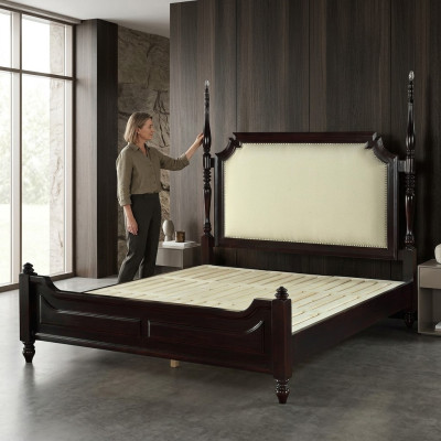 Literie de lit de campagne de luxe double hôtel chambre en bois