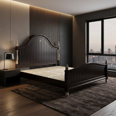 Lit de designer Maison de campagne Bois Hôtel Lits en métal Chambre double Mobilier en bois