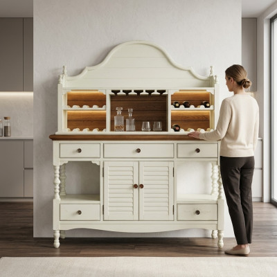 Classique Buffet en bois Style maison de campagne Armoire commode Buffets Armoires