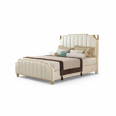 Lit double design Lit Hôtel de luxe Chambre 180x200cm Lits en cuir Rembourrage