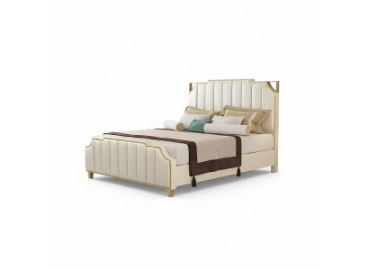 Lit double design Lit Hôtel de luxe Chambre 180x200cm Lits en cuir Rembourrage