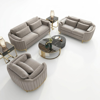 Ensemble de canapé Designer 3+2+1 Place Canapé Tissu Suite Rembourrage