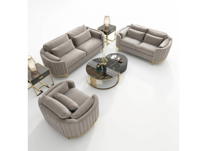Ensemble de canapé Designer 3+2+1 Place Canapé Tissu Suite Rembourrage