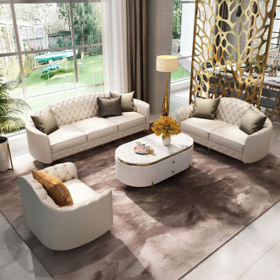 Ensemble de canapé 3+2+1 places Design Canapés Rembourrage Canapés Modernes en Cuir