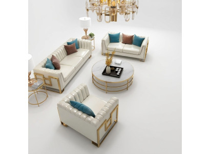 Meubles de luxe Ensemble de canapés Canapé Tapisserie 3 2 1 place Table basse 4 pièces