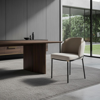 Salle à manger 1x Chaise Chaises Rembourrage Textile Moderne Designer Lehn Siège Fauteuil