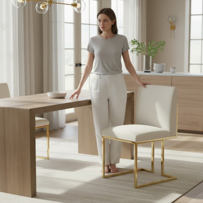 Ensemble de chaises Siège Rembourrage Balançoire Chaises de salle à manger Lehn Textile Moderne de Luxe
