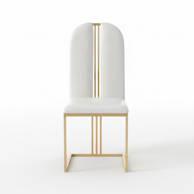 Chaise en acier inoxydable Chaise de salle à manger Chaise en cuir Chaises en acier inoxydable Designer Or