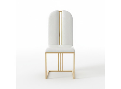 Chaise en acier inoxydable Chaise de salle à manger Chaise en cuir Chaises en acier inoxydable Designer Or