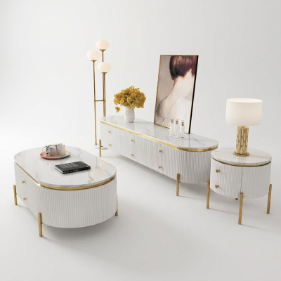 Ensemble de meubles de salon buffet de salon design table basse table d'appoint 3 pièces.