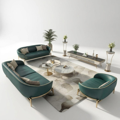 Ensemble de canapé 3 places 2 fauteuils Design Tissu Canapé Canapés Modernes