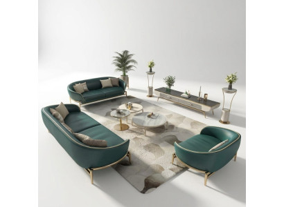 Ensemble de canapé 3 places 2 fauteuils Design Tissu Canapé Canapés Modernes