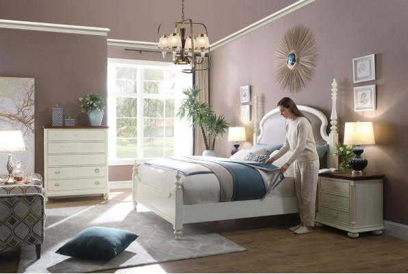 Lit Table de chevet Commode 3 pcs. Ensemble de chambre à coucher Design Moderne Lits de luxe neufs