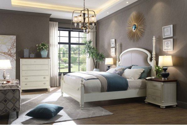 Lit Table de chevet Commode 3 pcs. Ensemble de chambre à coucher Design Moderne Lits de luxe neufs