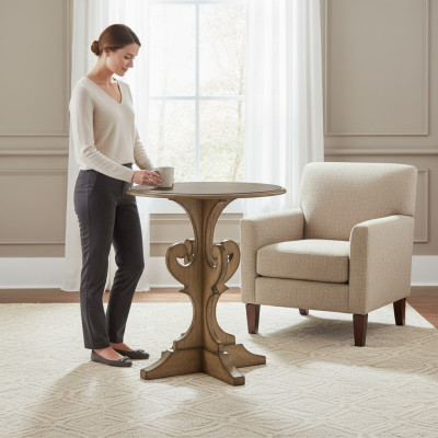 Table basse en bois Canapé Table d'appoint ronde Design Tables Maison de campagne Salon