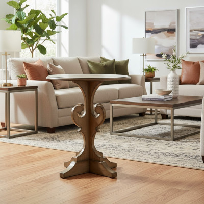 Table basse en bois Canapé Table d'appoint ronde Design Tables Maison de campagne Salon