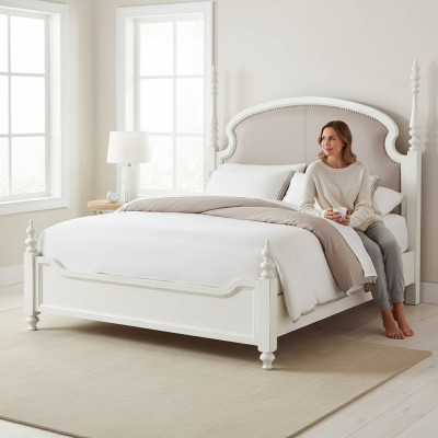 Chambre de luxe Lit Rembourrage Design 180x200cm Lits Doubles d'Hôtel Textile neuf