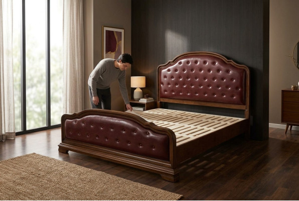 Conception de literie de luxe pour lits doubles d'hôtel Mariage en cuir 180x200cm