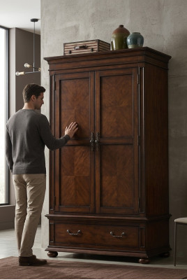 Armoire Armoires de style antique en bois massif Armoire de style wilhelminien Marron Réel