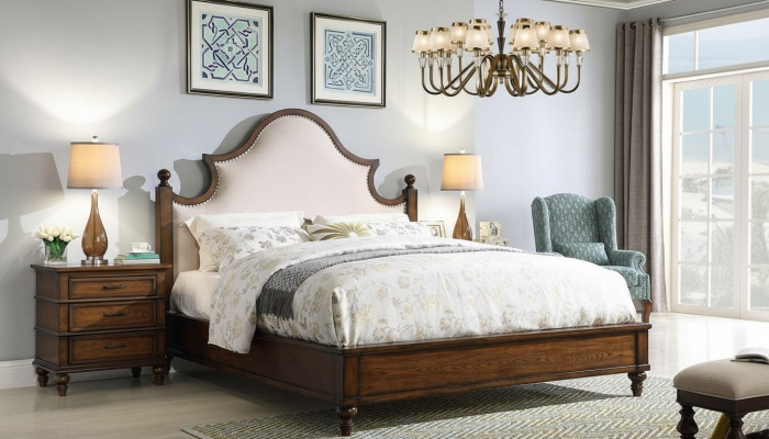 Lit 2x Table de chevet 3 pcs. Ensemble de chambre Design Meubles rembourrés Lits de luxe neufs