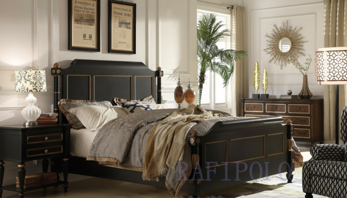 Chambre Lit en bois Vrai lit en bois Hôtel 180x200 Style Meubles massifs Lits