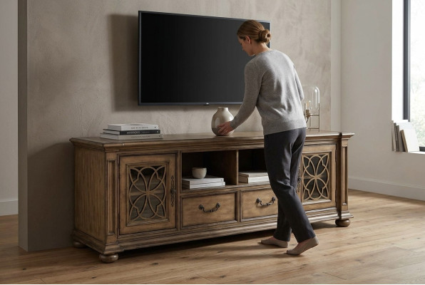 Meuble TV design buffet télévision Bois buffet bas de luxe Commode Armoire Style wilhelminien