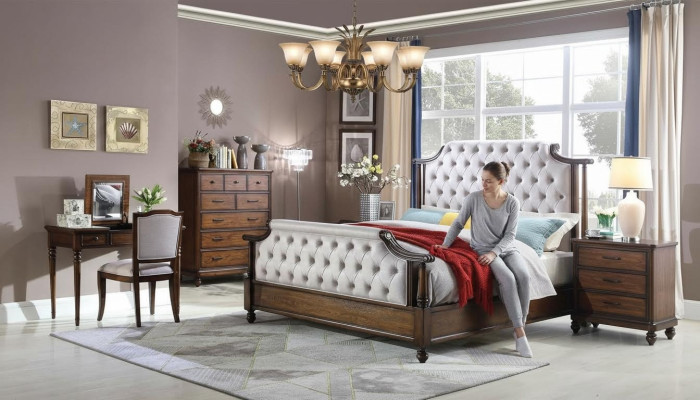 Conception Chambre 6 pcs. Ensemble de Chambre Complet Lit Table de chevet Commode neuf