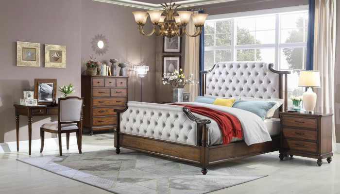 Conception Chambre 6 pcs. Ensemble de Chambre Complet Lit Table de chevet Commode neuf