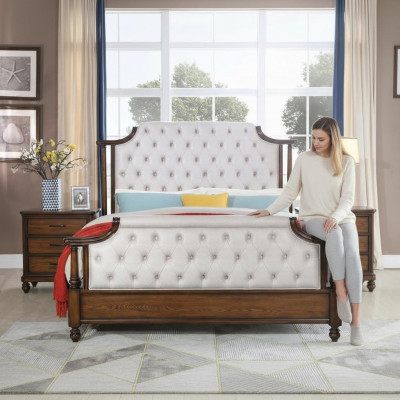 Lit 2x Table de chevet 3 pièces. Ensemble de chambre à coucher Lits luxueux Chesterfield 180x200