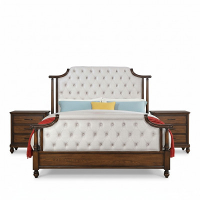 Lit 2x Table de chevet 3 pièces. Ensemble de chambre à coucher Lits luxueux Chesterfield 180x200