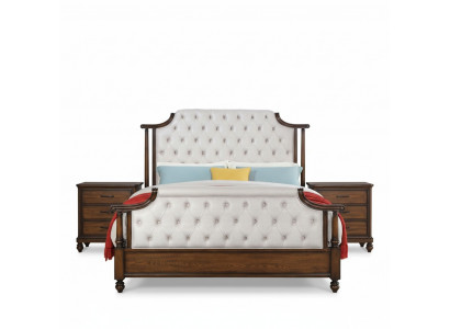 Lit 2x Table de chevet 3 pièces. Ensemble de chambre à coucher Lits luxueux Chesterfield 180x200
