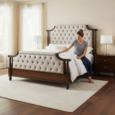 Conception de literie de luxe pour lit double en cuir Chesterfield pour hôtel.