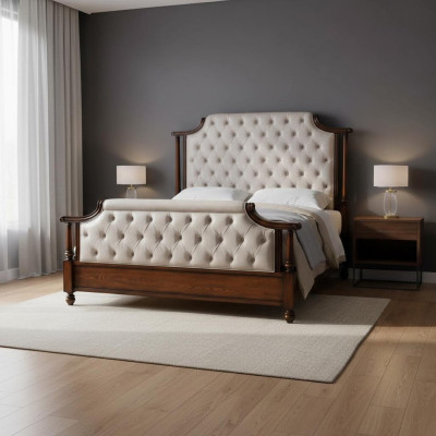 Conception de literie de luxe pour lit double en cuir Chesterfield pour hôtel.