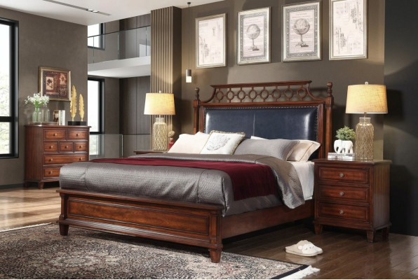 Lit 2x Table de chevet 3 pièces Ensemble de chambre à coucher Design Lits de luxe Rembourrage classique