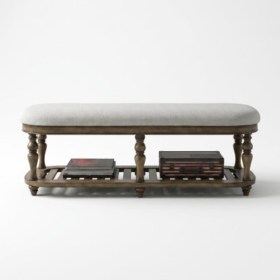 Tabouret Tabouret Classique Ottoman Canapé en Cuir Tissu en Tissu en Bois Repose-Pieds