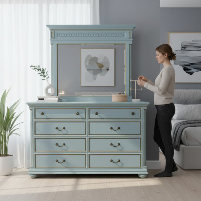 Meubles élégants de style Chambre commode Armoire Buffet classique avec miroir