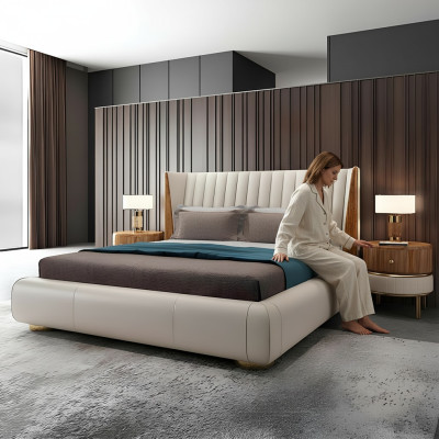 Meubles design italiens Lit Chambre à coucher double 150x200cm Lits Cuir neuf