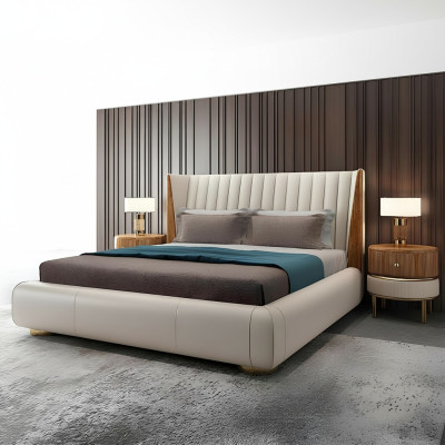 Meubles design italiens Lit Chambre à coucher double 150x200cm Lits Cuir neuf
