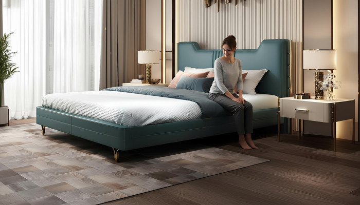 Lit en bois de designer moderne Mobilier noble Lits doubles nouvelle tapisserie de chambre