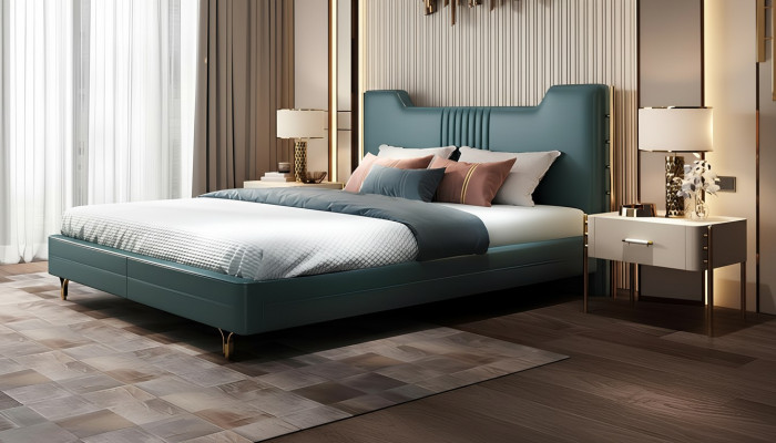 Lit en bois de designer moderne Mobilier noble Lits doubles nouvelle tapisserie de chambre