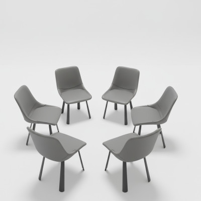 Ensemble de chaises de groupe de chaises d'hôtel rembourrées Suite 6x Groupes en acier inoxydable Fauteuil