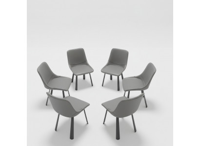 Ensemble de chaises de groupe de chaises d'hôtel rembourrées Suite 6x Groupes en acier inoxydable Fauteuil
