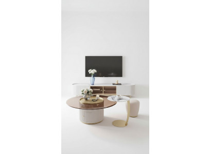 Table basse Buffet 2pcs Led Salon Meubles Éclairés Table