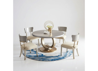 Table à manger design, table de salle à manger de luxe, tables rembourrées en bois en acier inoxydable, table ronde