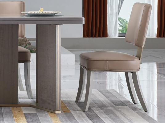 Chaise 6x Chaises Ensemble de groupe Chambre à manger - Salle à manger Suite Bois Cuir Textile neuf