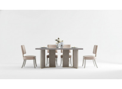 Chaise 6x Chaises Ensemble de groupe Chambre à manger - Salle à manger Suite Bois Cuir Textile neuf